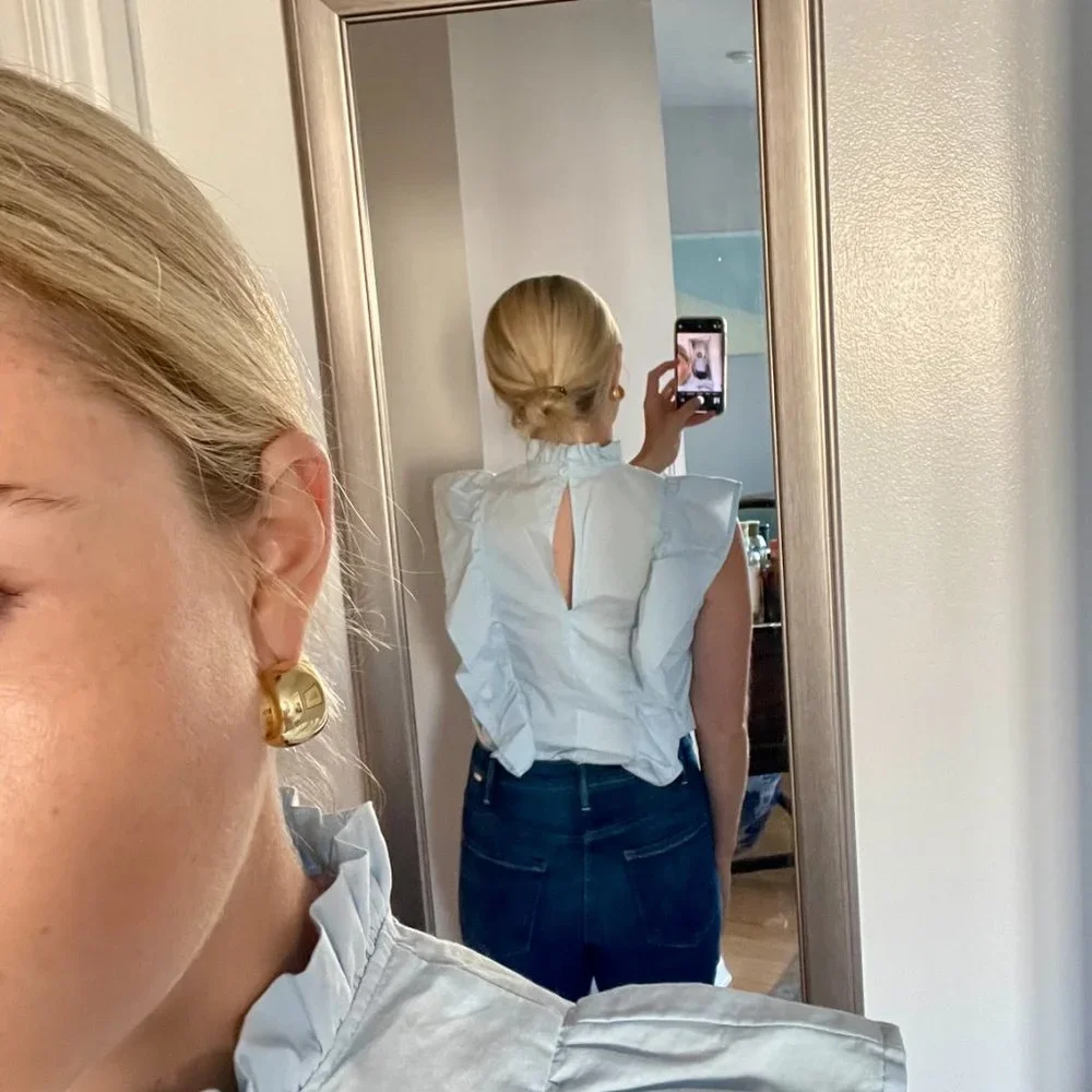 Blue Ruffle Top - Picture 3 of 4